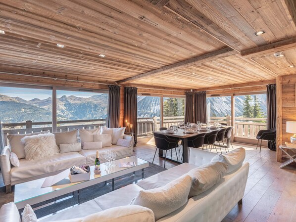 Télévision, cheminée, chaîne hi-fi