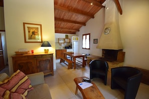 TV, fireplace