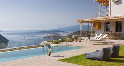 Modern country villa with stone-built BBQ area