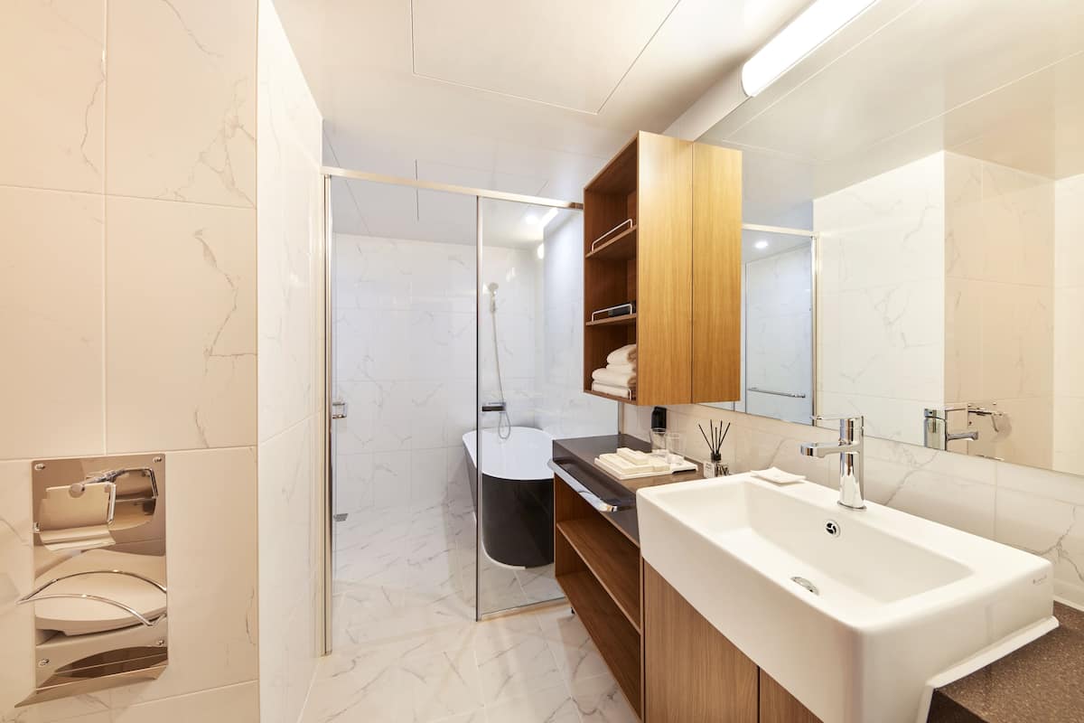 free toiletries, hair dryer, bathrobes, slippers