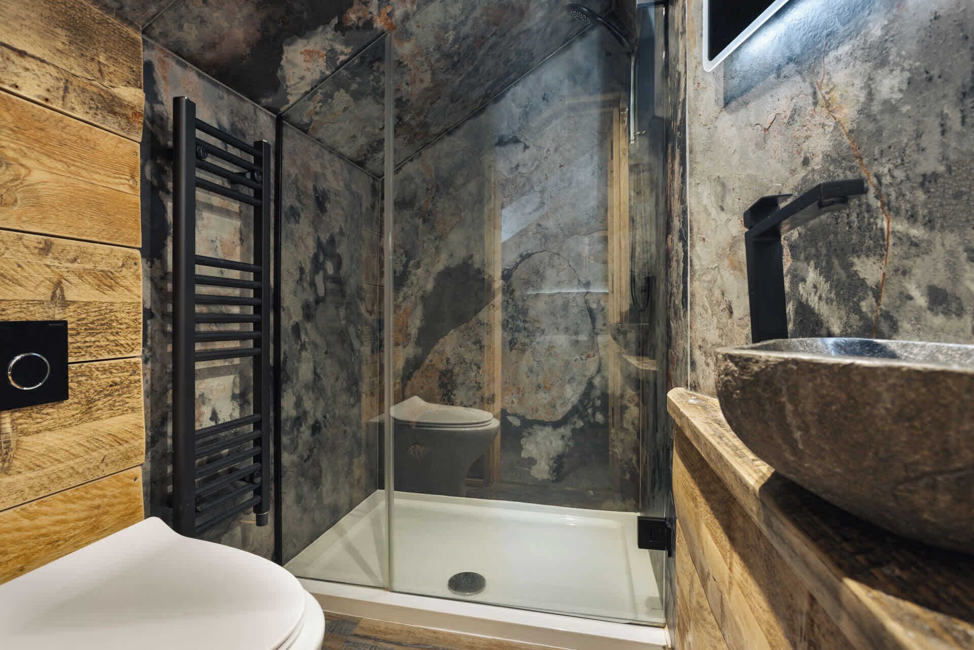 Shower, towels, soap