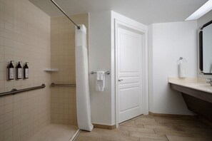 Hair dryer, towels, toilet paper