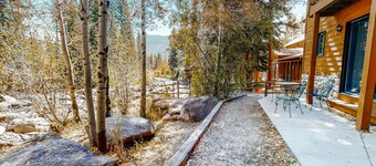 Creekside condo w/ patio, fireplace & open layout perfect for a group getaway