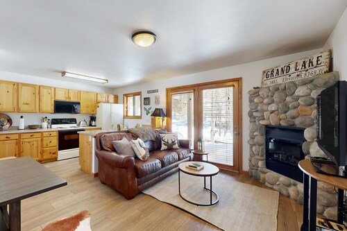 Creekside condo w/ patio, fireplace & open layout perfect for a group getaway