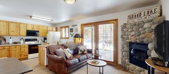 Creekside condo w/ patio, fireplace & open layout perfect for a group getaway