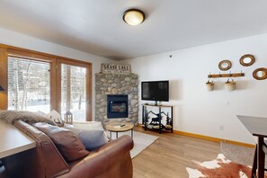 TV, fireplace