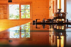 Fridge, microwave, oven, stovetop - Bungalow in the mountain with swimming pool near Serra da Estrela (to 6 people) (Oliveira do Hospital)