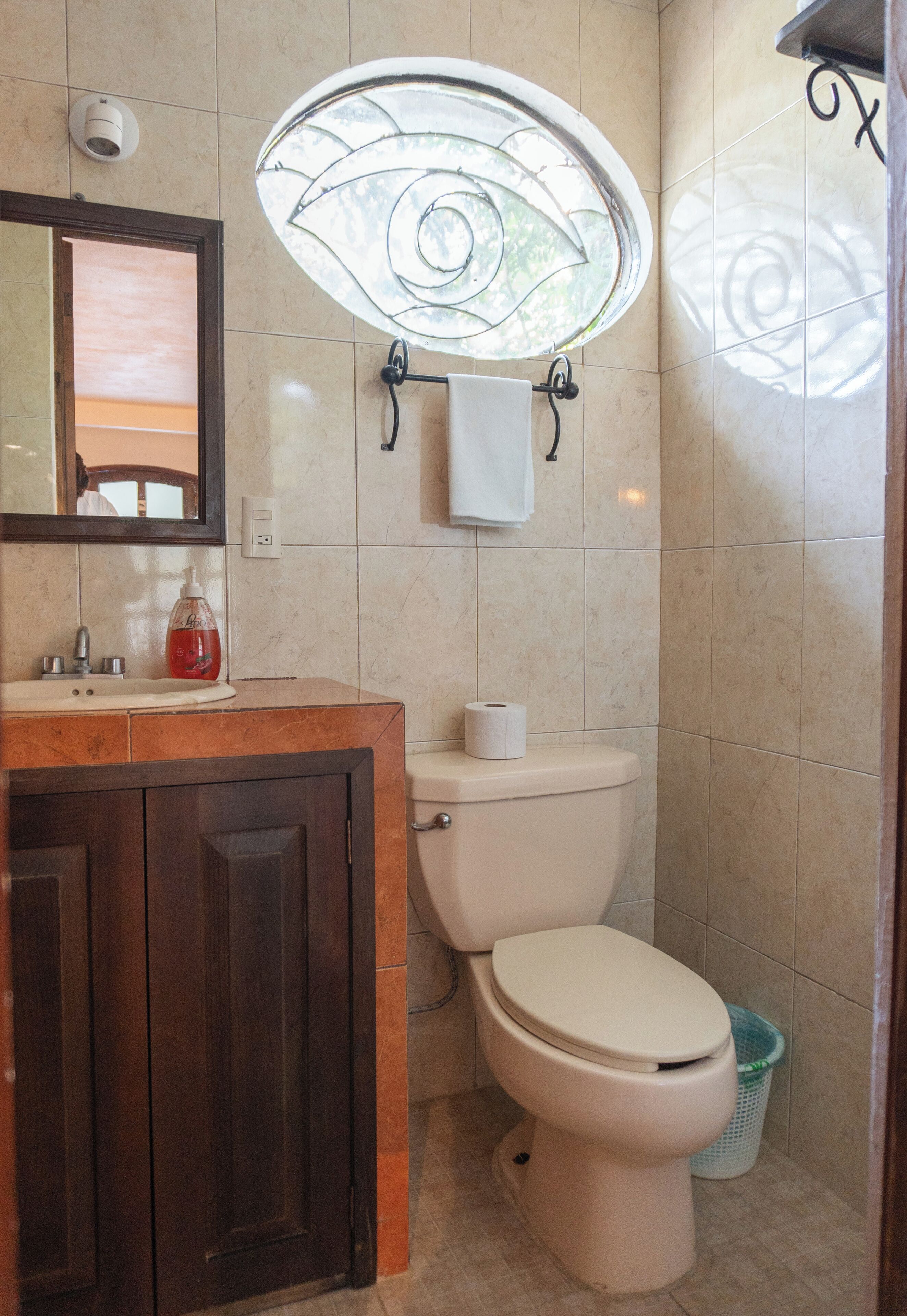 comfort quadruple room, pool view (helechos 1) | bathroom | hair dryer, heated floors, towels, soap