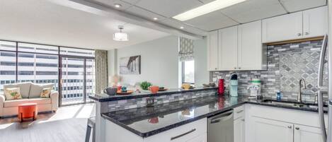 Condo, 2 Bedrooms, Balcony, Partial Ocean View (2651) | Private kitchen | Fridge, microwave, stovetop, coffee/tea maker