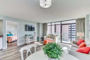 Condo, 2 Bedrooms, Balcony, Partial Ocean View (2651) | Living room | TV, DVD player