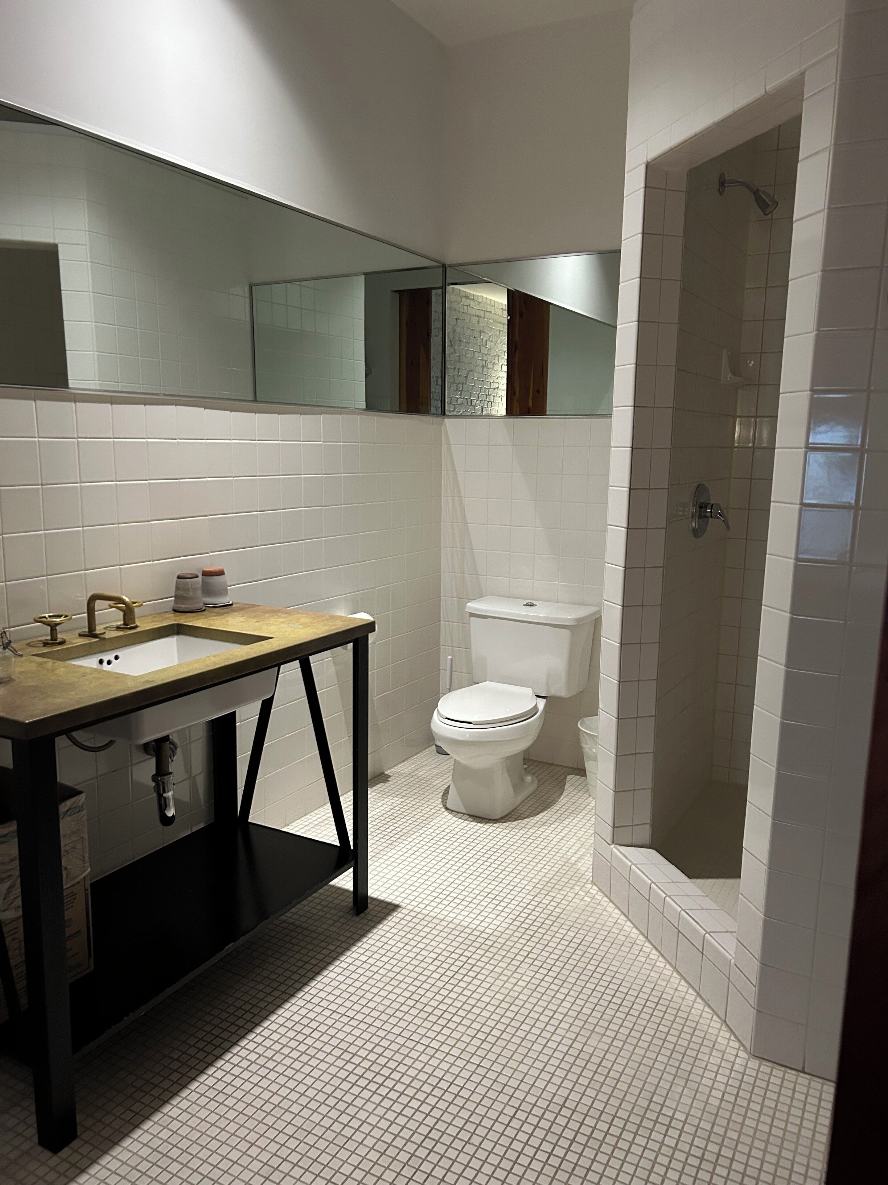 deluxe room with private bathroom | bathroom | shower, hair dryer, bathrobes, towels