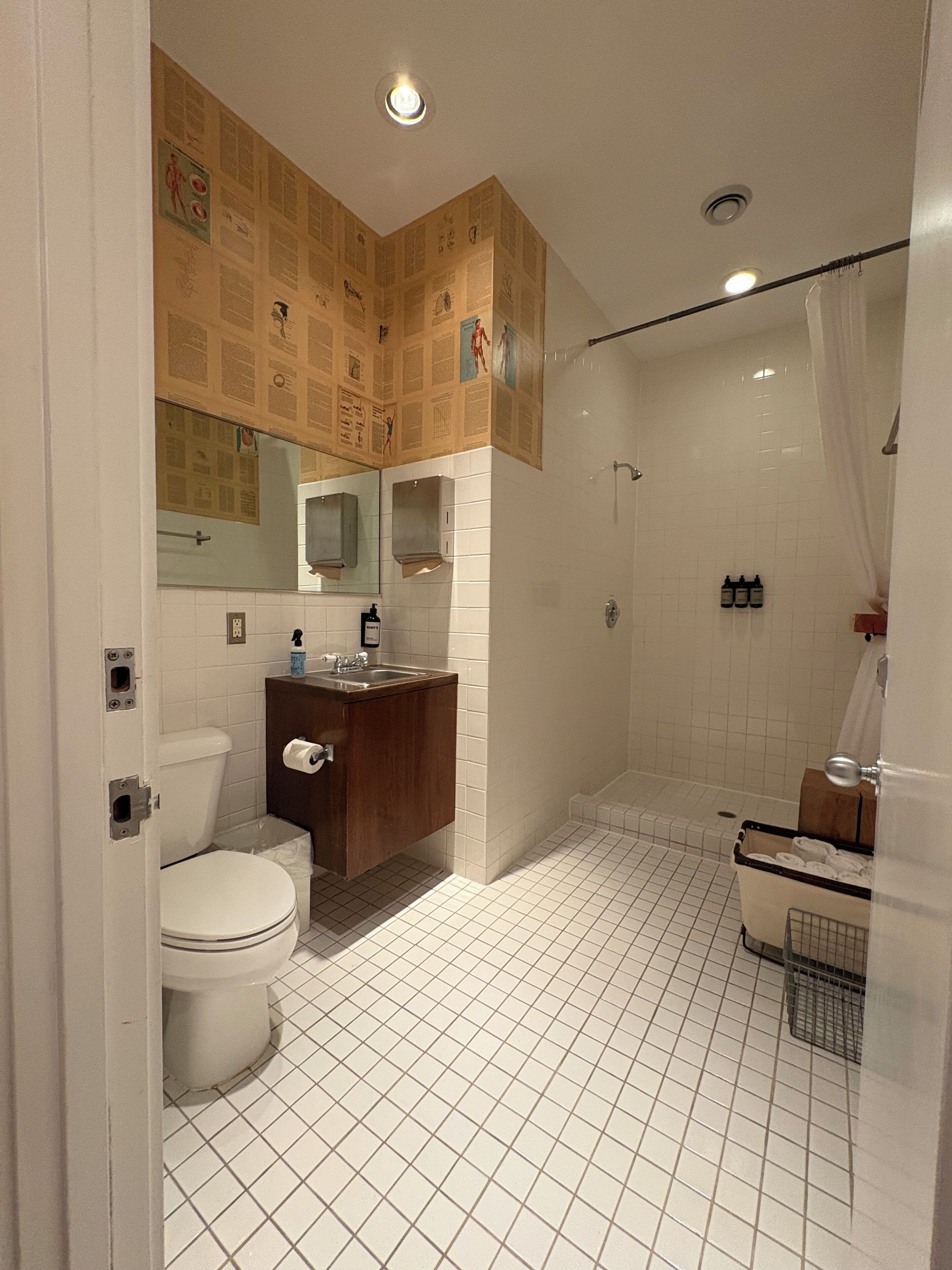 shower, hair dryer, bathrobes, towels