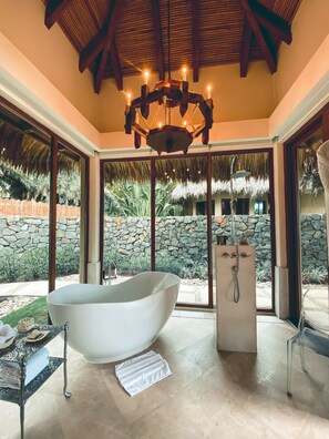Luxury Villa, 1 King Bed, Private Pool, Beachfront | Bathroom | Shower, designer toiletries, hair dryer, bathrobes - Mukul Resort (Tola)
