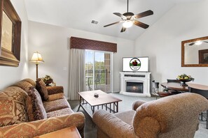 Smart TV, chimenea y reproductor de DVD 