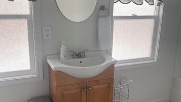 Hair dryer, towels, toilet paper