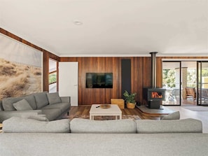TV, fireplace