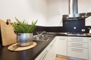 Fridge, stovetop, coffee/tea maker