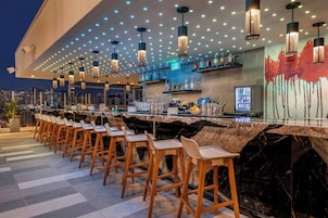 Rooftop bar, pool views, open select days