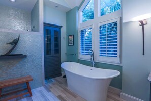 Hair dryer, soap, shampoo, toilet paper