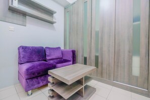 Room | Living room | TV - Elegant Studio Apartment @ Metropark Condominium Jababeka (Cikarang)