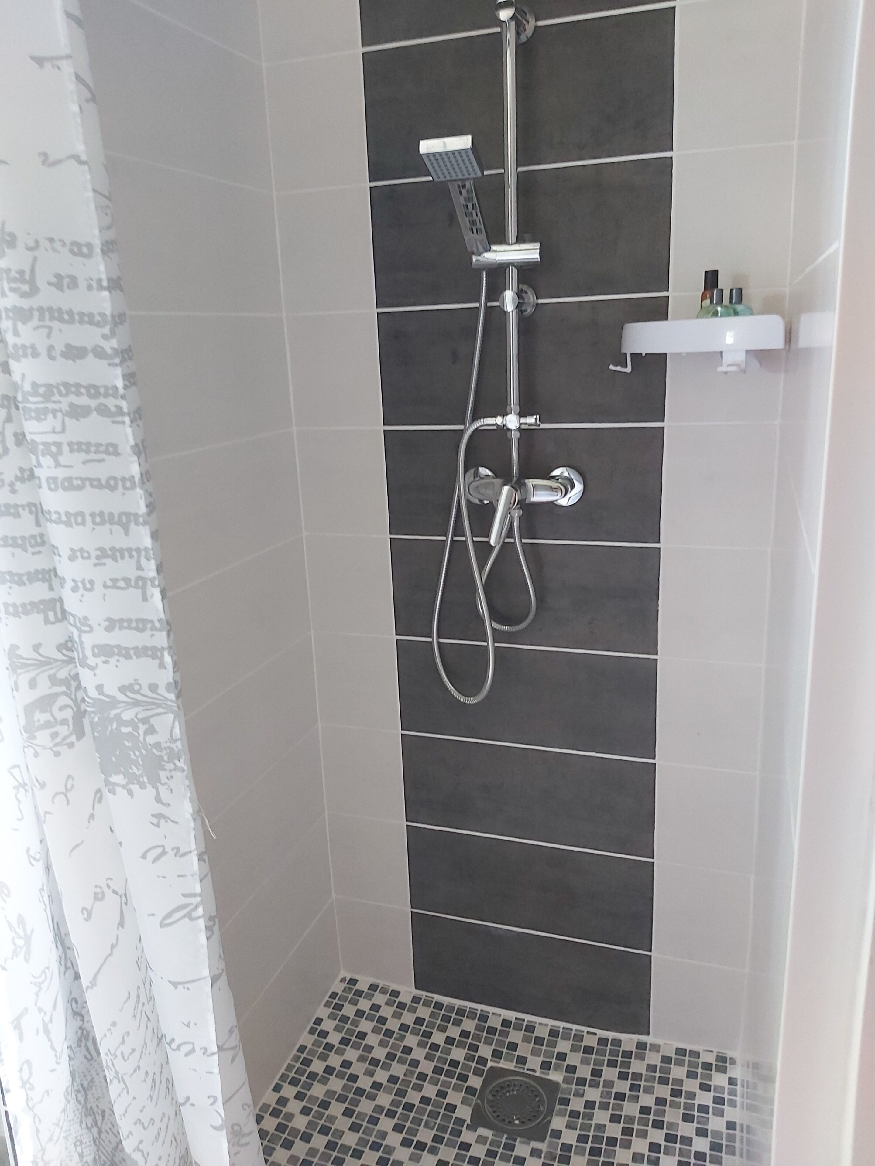Douche, sèche-cheveux, savon, shampoing