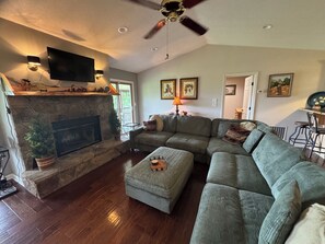 Smart TV, fireplace, video games