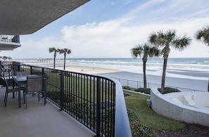 Outdoor dining - Beautiful First Floor Walkout - 3/3 - Direct Oceanfront at The Ashley Unit G-5 (Daytona Beach Shores)