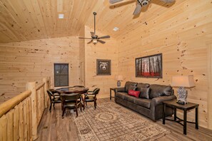 Smart TV, fireplace, video games, DVD player
