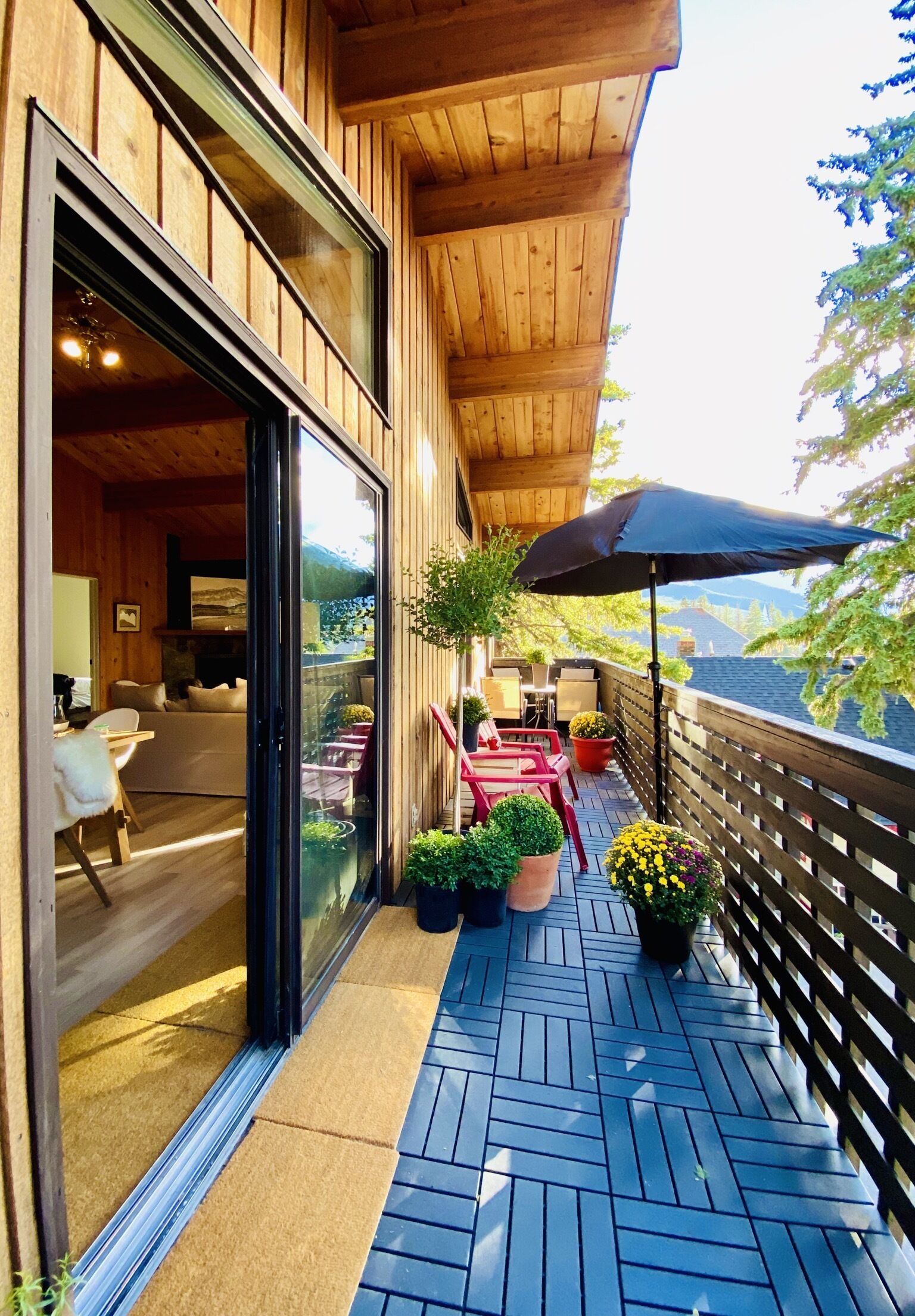 Large west facing balcony with plenty of seating