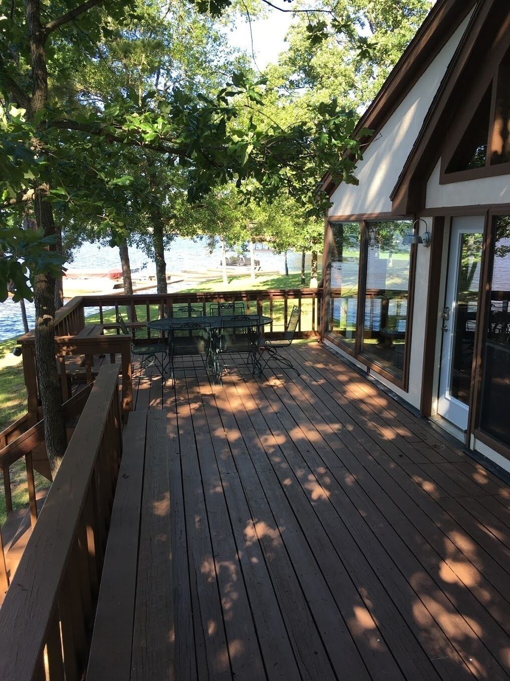 Lots of room on the large back deck with patio table. 