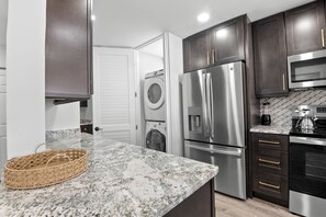 Private kitchen - 🌊 New Listing! Madeira Norte #412 — Newly Renovated Interior Gulf Front Corner Condo (Madeira Beach)