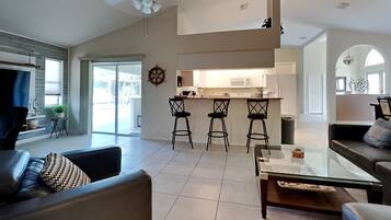 TV, DVD player, books