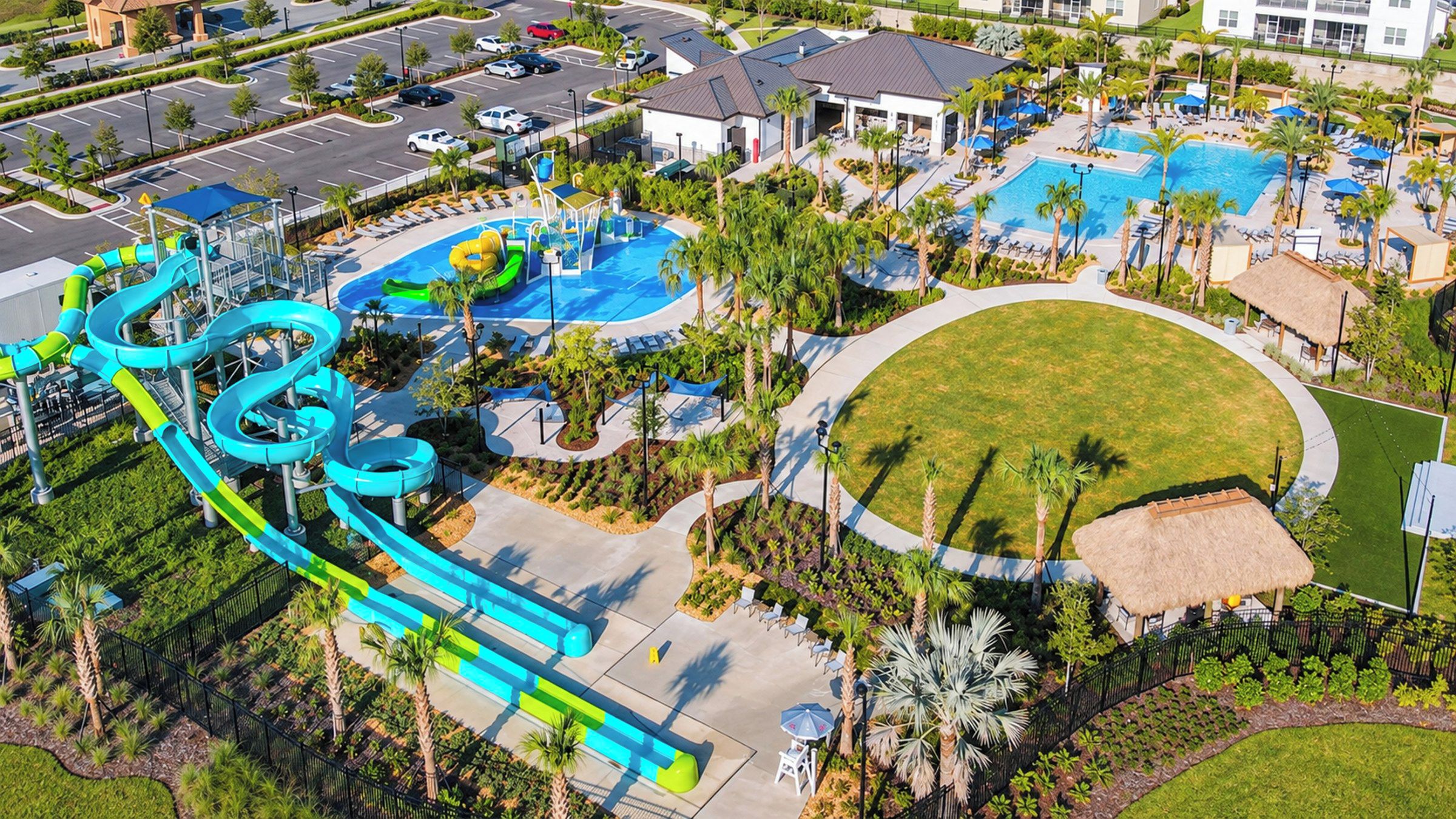 Resort Water Park with Waterslides, Splash Pad, and Pool
