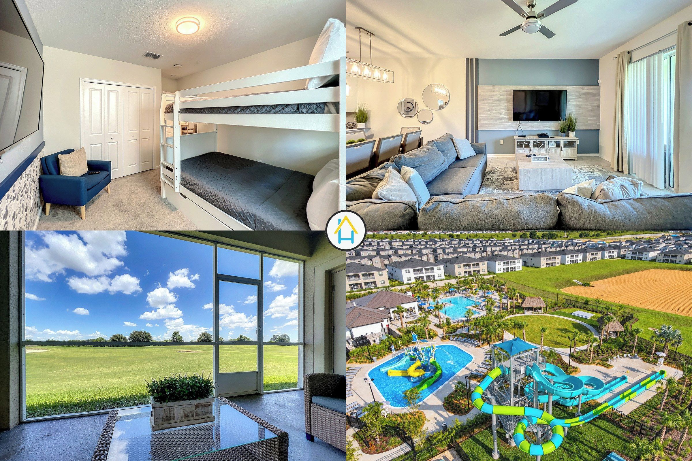 Stylish Condo Living, Bunk Room, Screened Patio, and Resort Waterpark