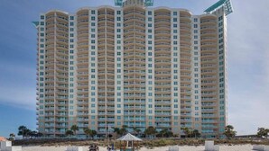 A high-rise hotel with multiple balconies and a beach view. - Aqua 3br/3ba. 2 Master BD ocean view (Panama City Beach)