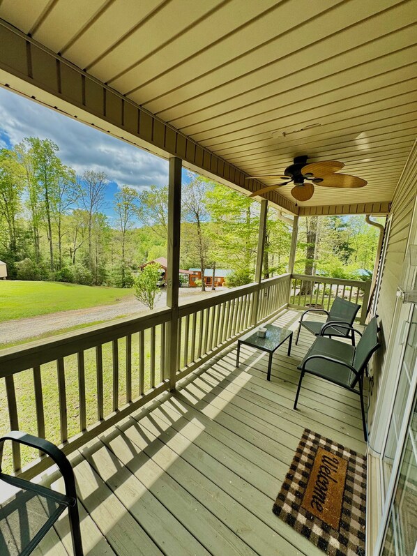 Terrace/patio - Walking Distance to Lake James: Private Resort Amenities  (Marion)