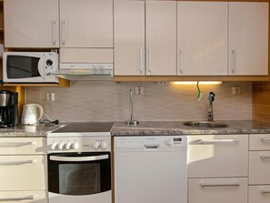 Kühlschrank, Mikrowelle, Geschirrspüler, Kochgeschirr/Geschirr/Besteck