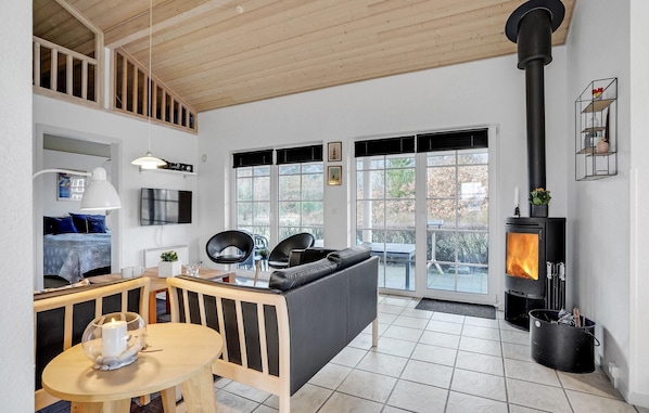 Télévision, cheminée, lecteur de DVD