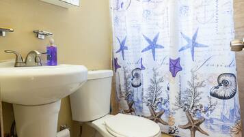 Apartment | Bathroom | Shower, rainfall showerhead, hair dryer, bidet