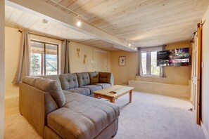 Een smart-tv, een open haard, videogames en een dvd-speler