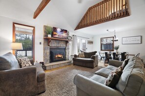 Smart TV, fireplace, table football, ping pong