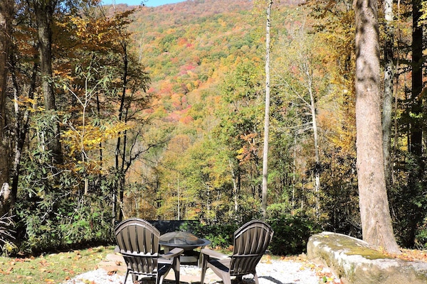 Firepit with view of Yellow Creek Mountains in October.
