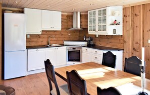 Kjøleskap, kokeplater, oppvaskmaskin og kaffetrakter/tekoker