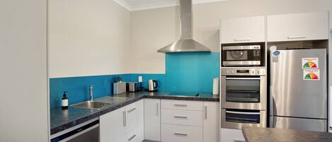 Fridge, microwave, dishwasher, toaster