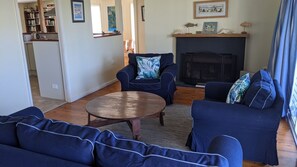 Fernseher, Kamin, Netflix, Bücher