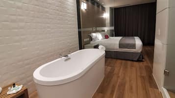 Suite, 1 King Bed, Non Smoking (Relax) | Bathroom | Shower, rainfall showerhead, hair dryer, heated floors