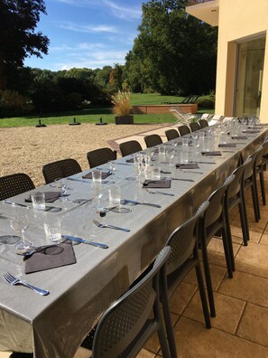 Outdoor banquet area