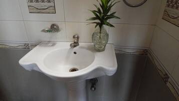 Hair dryer, towels, toilet paper