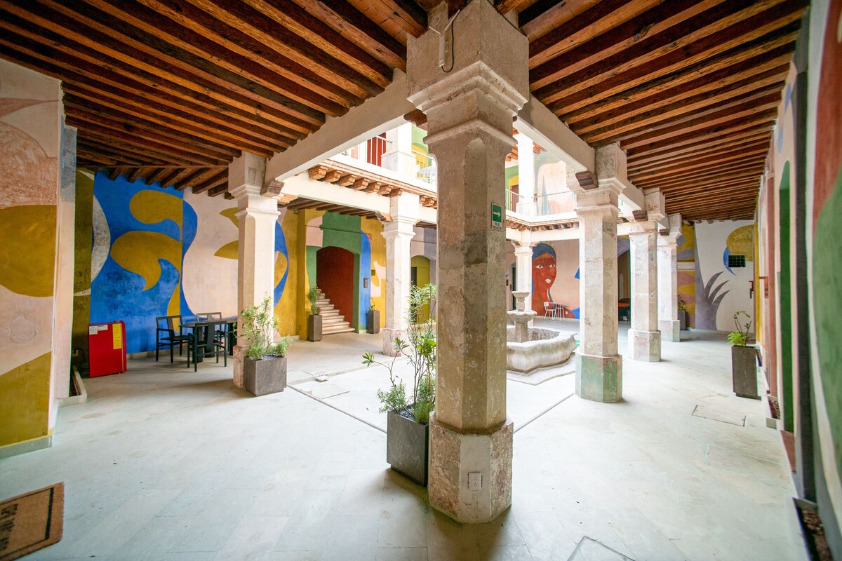 vintage room in Pug Seal Oaxaca hotel