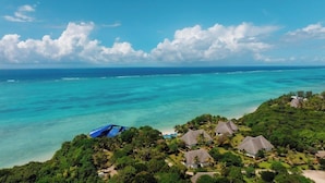 A tropical resort with thatched-roof cottages, lush greenery, and a view of the turquoise sea. - Pearl Beach Resort by Sansi (Michamvi)